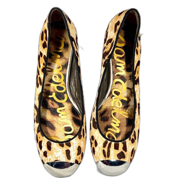 Sam Edelman Shoes - Sam Edelman slip on animal print flats with silver toes size 7.5